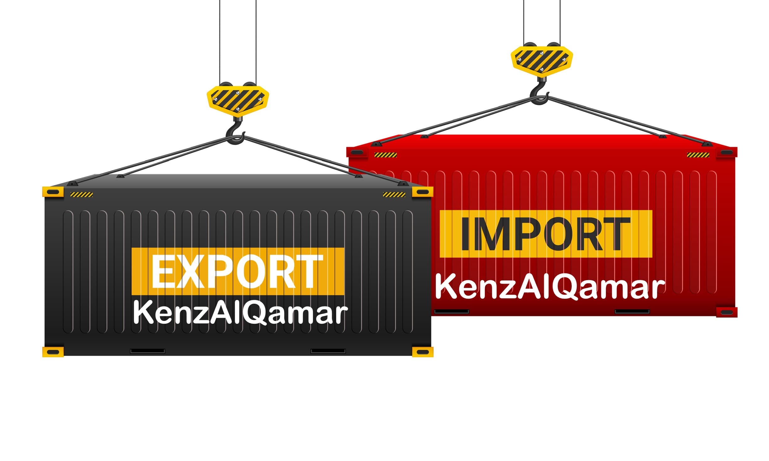 Import and export containers representing KQONE global trade